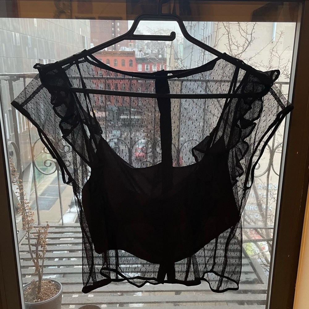 Zara Black Mesh Crop Top